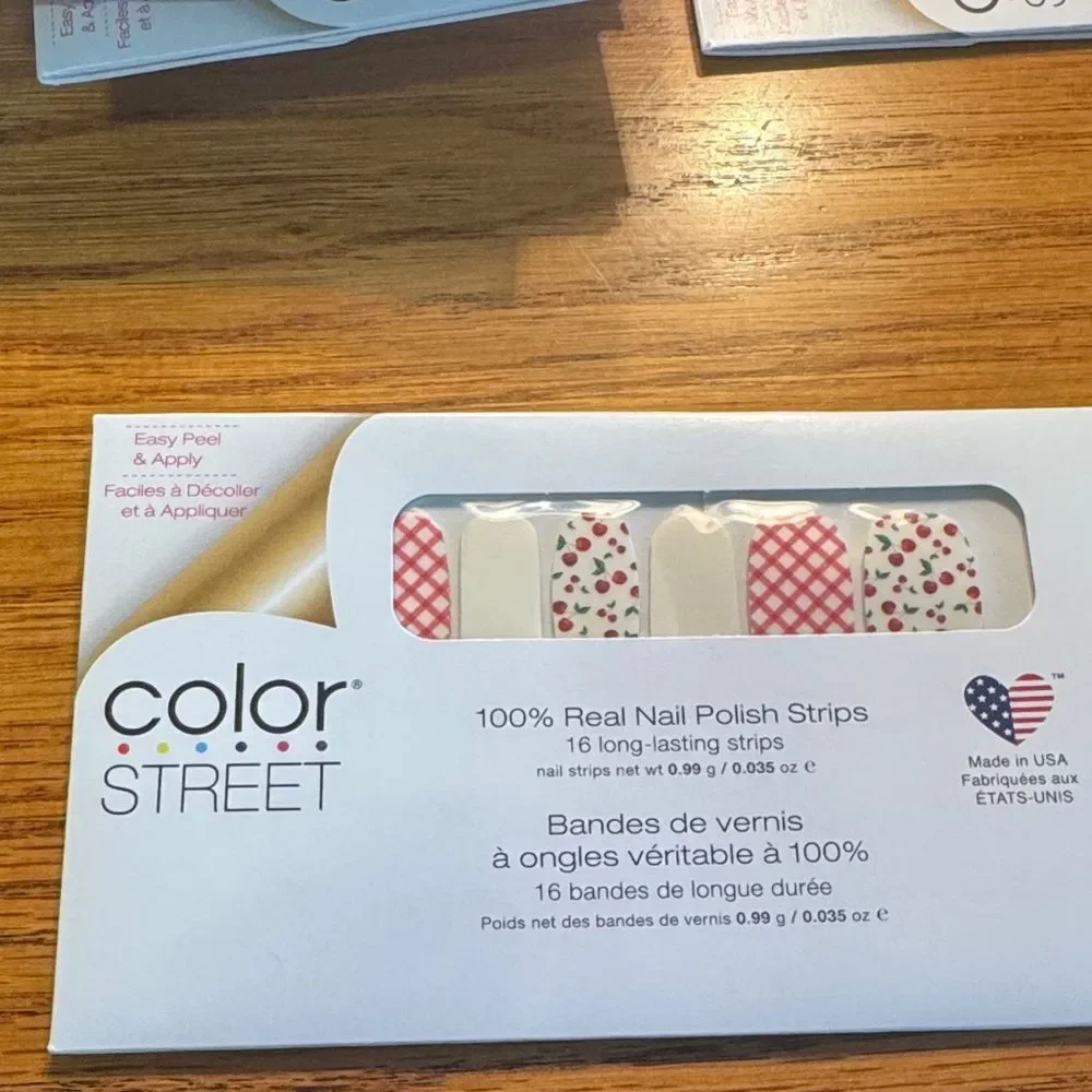 Color Street - nail polish strips - cherries and plaids NWT